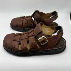 EARTH SHOE Simon II Fisherman Sandals Men's Size 12 Brown Leather Slides Y2K 90s